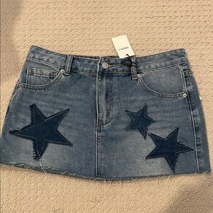 Mini Denim Skirt with Stars